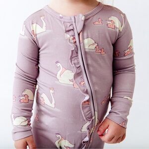 Dreamiere Dream Jamms Swan of a Kind Ruffle Convertible Footie Pajamas Bamboo
